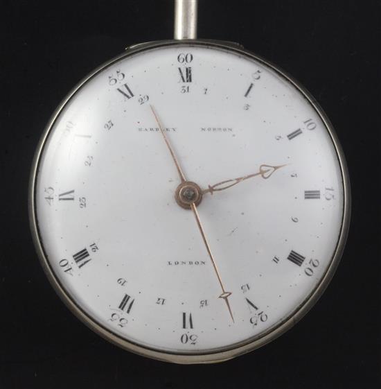 A George III silver keywind cylinder pocket watch by Eardley Norton, London,